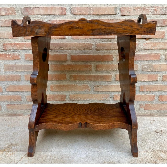 Early 20th Century French Hand-Carved Oak Trolley Bar, 1920s For Sale - Image 4 of 18