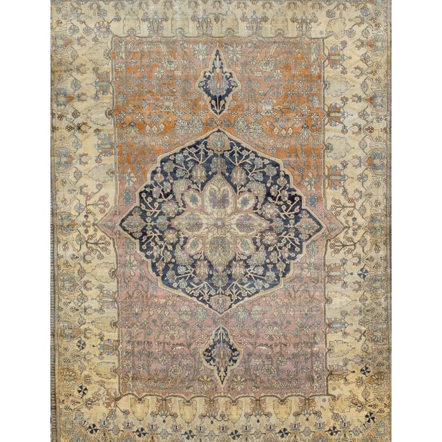 Persian Fine Antique Persian Mohtasham Kashan Rug 7’6” X 9’7” For Sale - Image 3 of 3