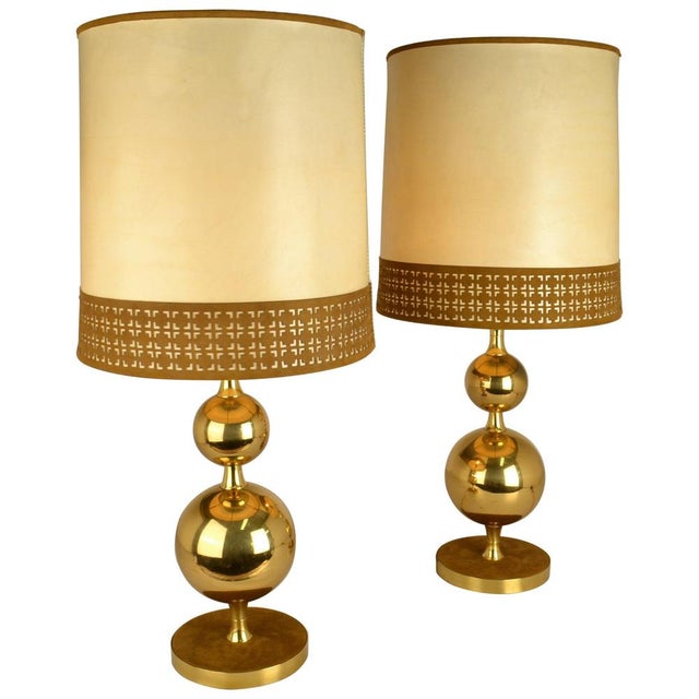 Parchment Leather Shades Table Lamps on Brass Bases, 1970s, Set of 2 For Sale - Image 18 of 18