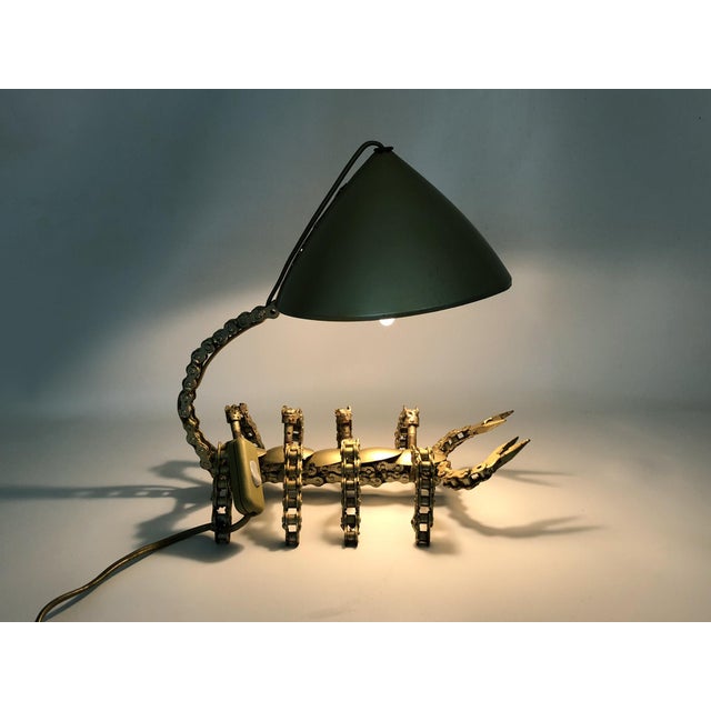 Golden brutalist zoomorphic Scorpion lamp from the 80s Atypical lamp in the shape of a scorpion made from recycled...
