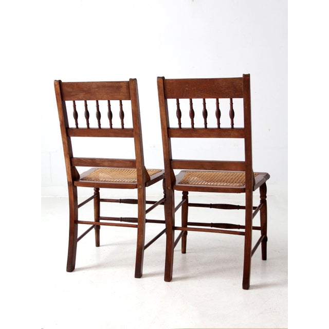 Antique Eastlake Side Chairs With Cane Seats Pair For Sale - Image 12 of 13