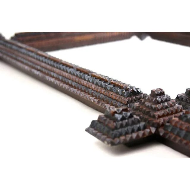 Tramp Art Rustic Handcarved Wall Mirror, Austria, 1880s For Sale - Image 18 of 18