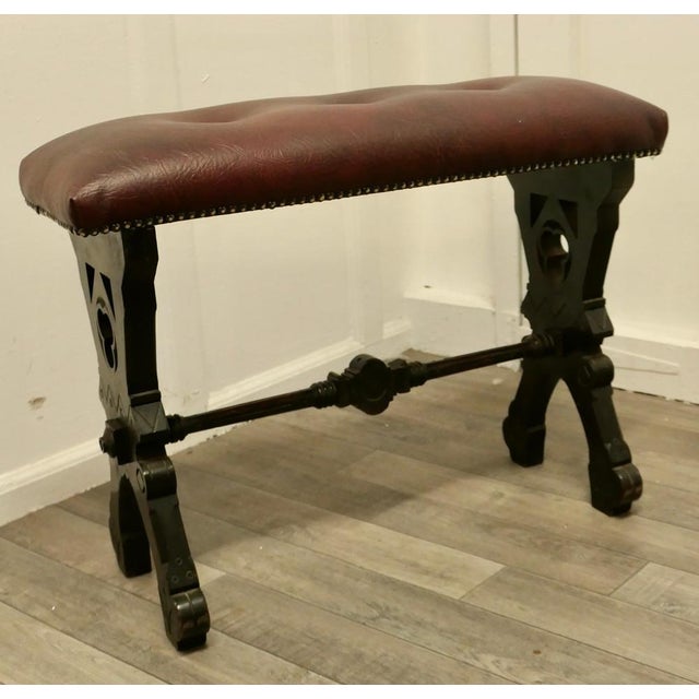 Arts and Crafts Carved Oak Organist Stool, Window Seat, Hall Bench. This is a good piece of Arts and Crafts Country...