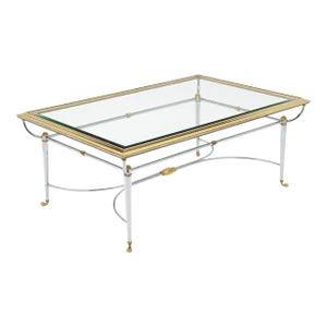 French Brass and Chrome Coffee Table by Maison Charles