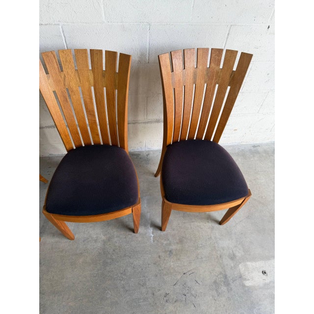 Mid 20th Century Set of 4 Mid Century Teak Dining Chairs by Benny Linden Sculptural Slat Back For Sale - Image 5 of 10