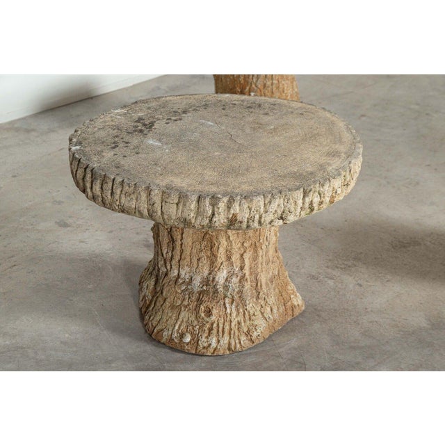 Stone French Faux Bois Stone Garden Table and Stools, Set of 5 For Sale - Image 7 of 18