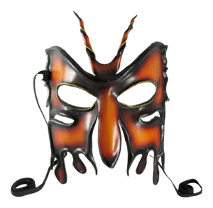 Vintage Handmade Leather Masquerade Fantasy Mardi Gras Horned Moth Butterfly Wall Hanging Mask