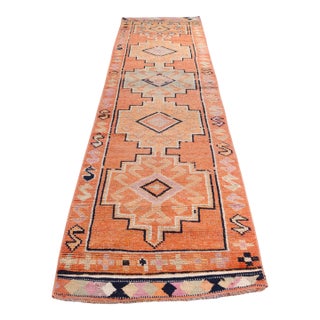Vintage Handknotted Oushak Runner For Sale