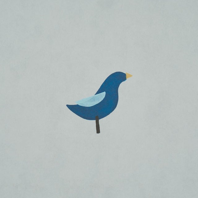 Traditional Sample - Schumacher Birds Print Wallcovering In Navy On Sky For Sale - Image 3 of 5