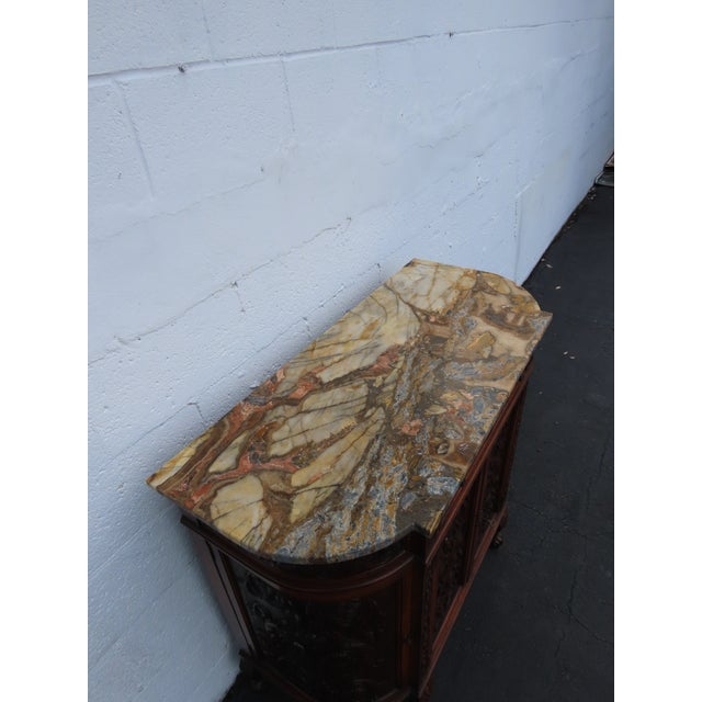 Early 1900s French Heavy Hand Carved Commode Marble Top Cabinet 6672 For Sale - Image 4 of 18
