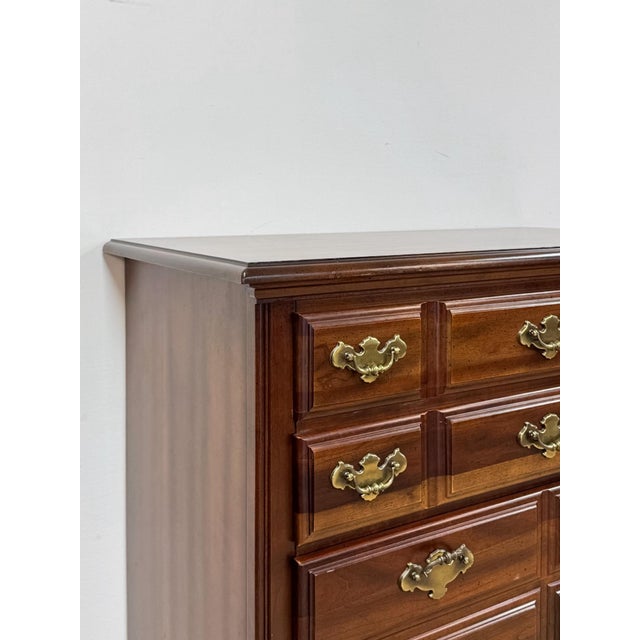 Vintage Tallboy Dresser American Drew Five Drawer Highboy Bedroom Chest For Sale - Image 4 of 18