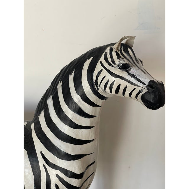 Paper 20 Th C Paper Mache Zebra Figurine For Sale - Image 7 of 7