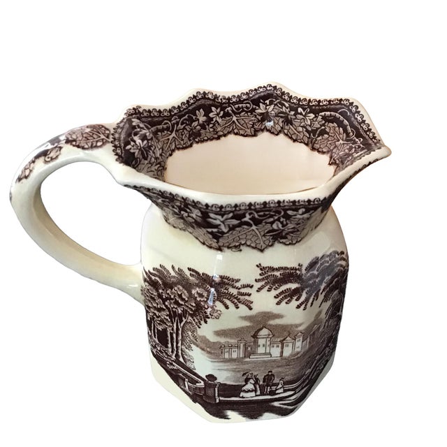 1940s Vintage 1940’s Mason’s Ironstone Brown and White Vista Pattern Jug For Sale - Image 5 of 7