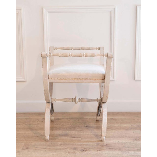 18th Century Gustavian stool with handles, scraped to original paint For Sale - Image 9 of 9