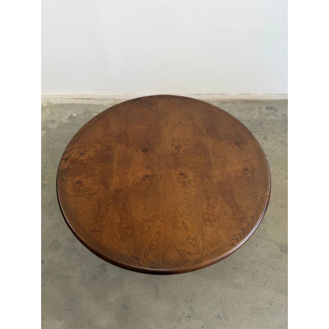 Wood Burl & Oak Pedestal Column Table For Sale - Image 7 of 11