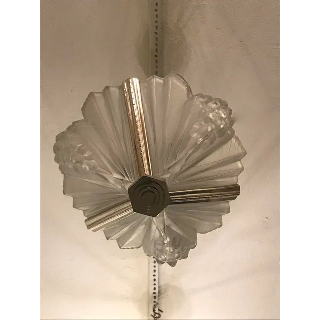 French Art Deco Pendant Chandelier Signed by Atelier Petitot For Sale In New York - Image 6 of 8