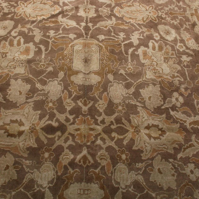 Vintage Mid-Century Sultanabad Beige-Brown Wool Persian Rug For Sale - Image 4 of 7