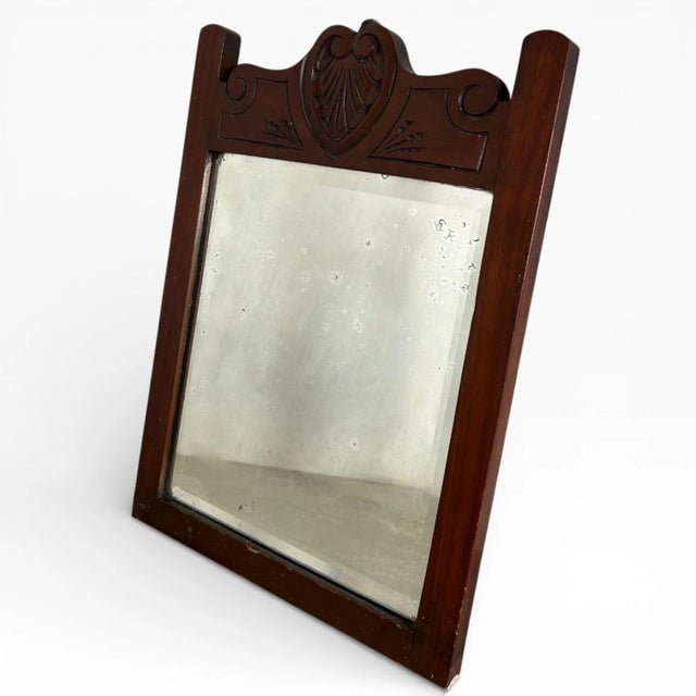 French Carved Mahogany Farmhouse Wall Mirror For Sale - Image 4 of 9