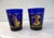 Gorgeous set of four Culver cobalt blue holiday double lowball glasses featuring a generous 22 karat gold angel and star...