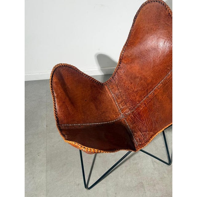 Cognac Leather Butterfly Lounge Chair For Sale - Image 3 of 6