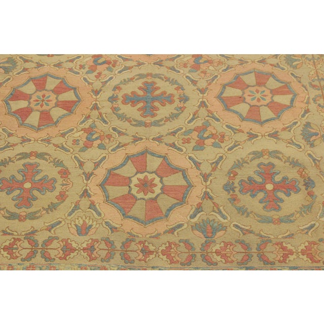 1980s 1980s Semi Vintage Soumakh Tan & Orange Rust Wool Rug- 9′11″ × 13′ For Sale - Image 5 of 10
