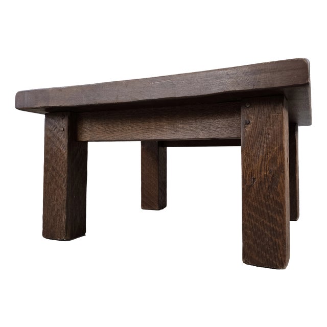 Large Mid-Century Modern Square Oak Coffee Table, 1970s For Sale