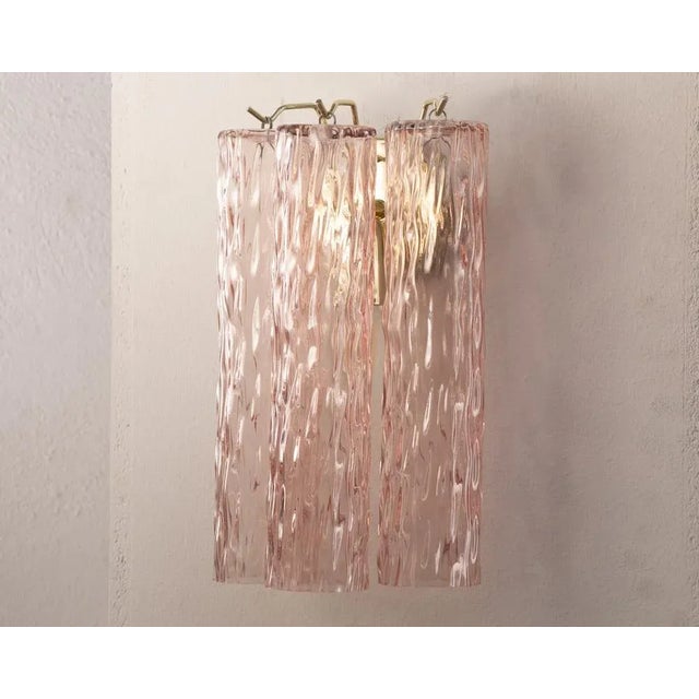 Metal Italian Wall Light in Murano Pink Glass, 1990s For Sale - Image 7 of 12