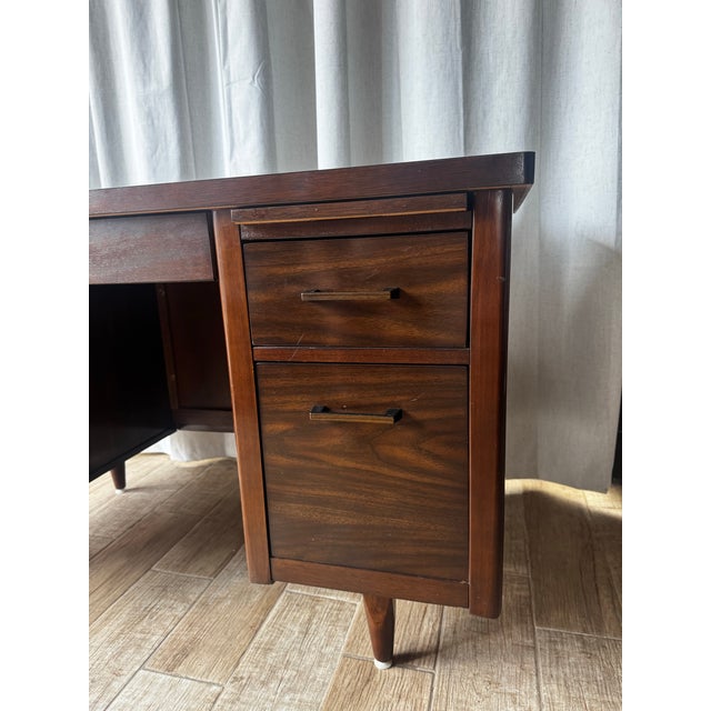 Mid 20th Century Vintage MCM Wood Veneer Desk For Sale - Image 5 of 12