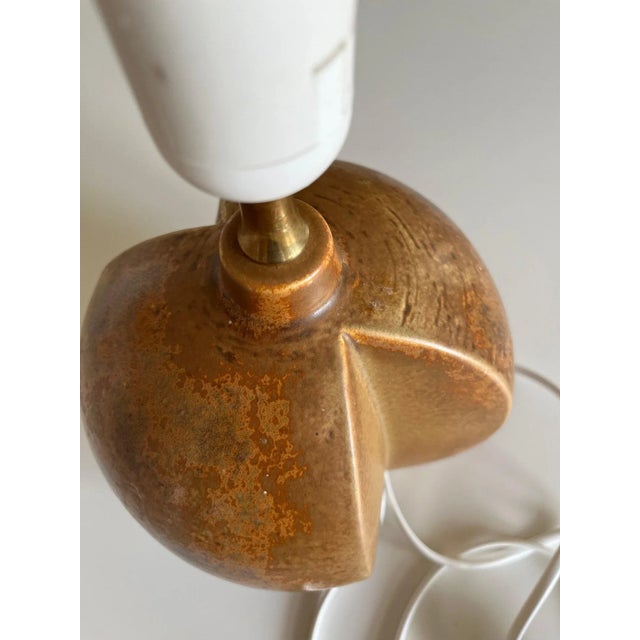 Iconic, rare, globe shaped, ceramic table lamp/lamp foot, Søholm Stentøj Danmark, handmade, 1970s