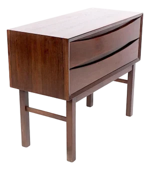 Mid Century Danish Modern Two Drawer Rosewood Night Stand End Table