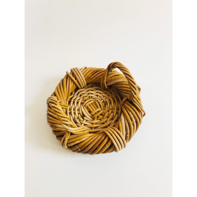 Vintage Round Thick Woven Basket Tray With Handles Chairish