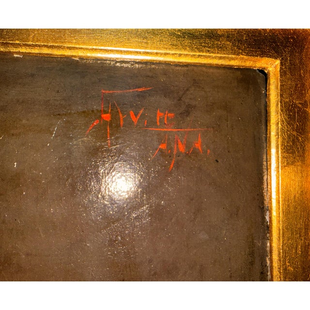 Realism 1900s 42" Signed William Henry Hyde Ana Gilded Age Oil Portrait, Socialite in Red Cloak and Ostrich Fan, Antique Gold Frame, Museum Quality For Sale - Image 3 of 18