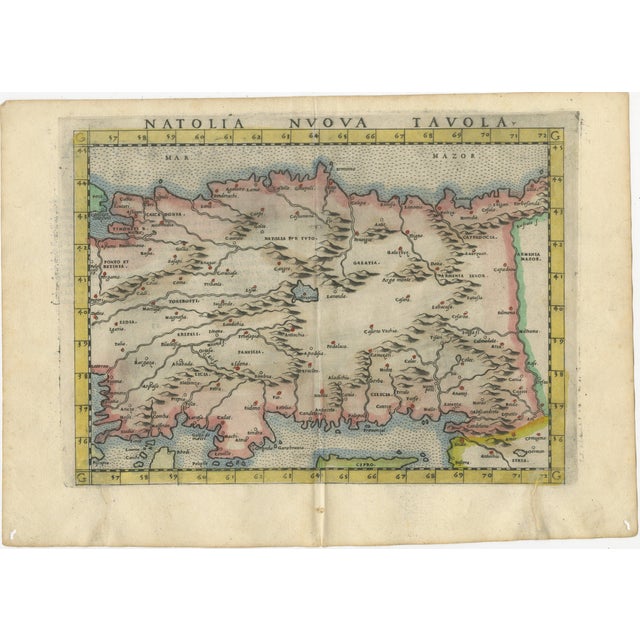 A refined and highly decorative Renaissance map of Asia Minor, titled *Natolia Nuova Tavola*, presenting the classical and...