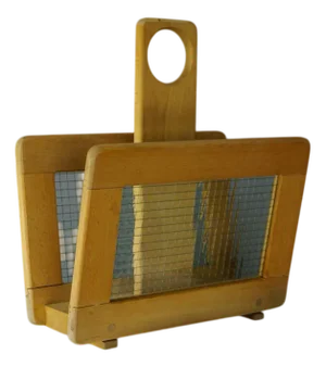 Vintage Wood and Glass Magazine Rack