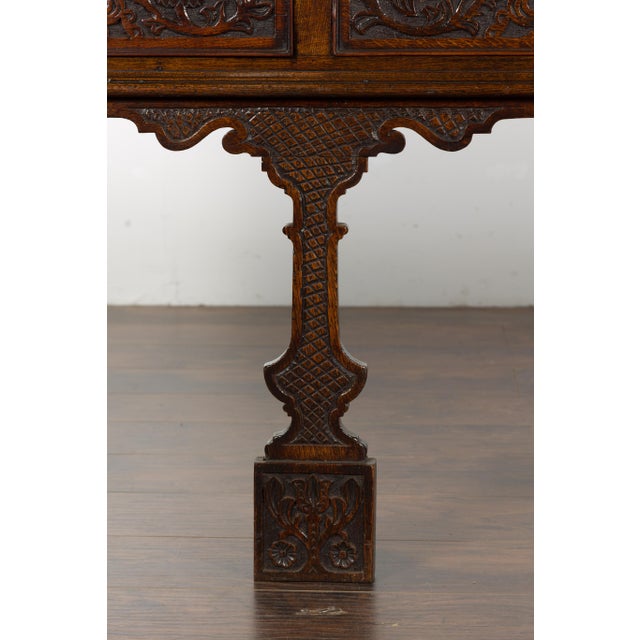 English 19th Century Oak Sideboard with Three Low-Relief Carved Drawers For Sale - Image 11 of 12