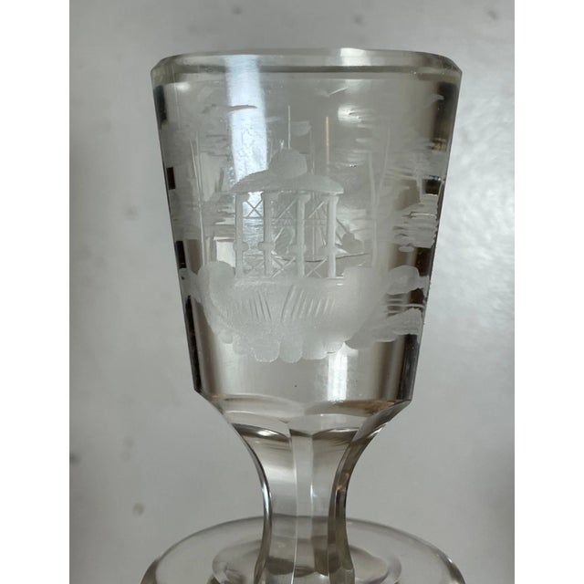 Large Antique Nautical Sailboat Cut Glass Crystal Liquor Decanter Bottles - a Pair For Sale - Image 12 of 17