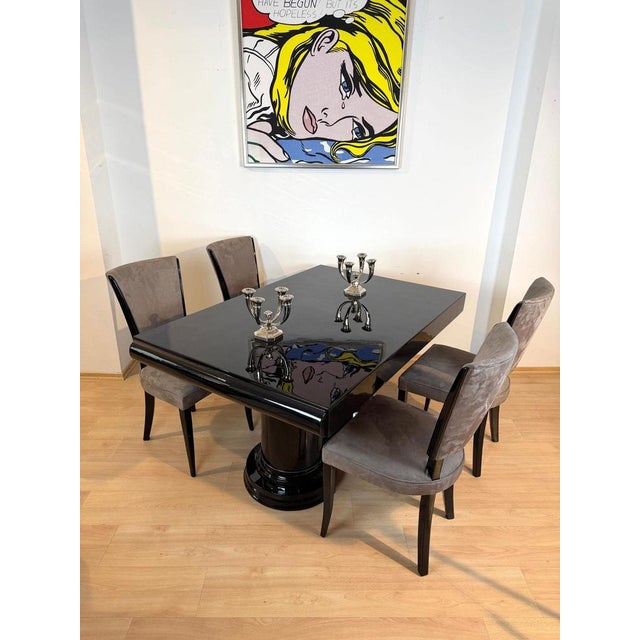 Art Deco Dining Table in Black Piano Lacquer and Metal, 1930 For Sale - Image 18 of 18
