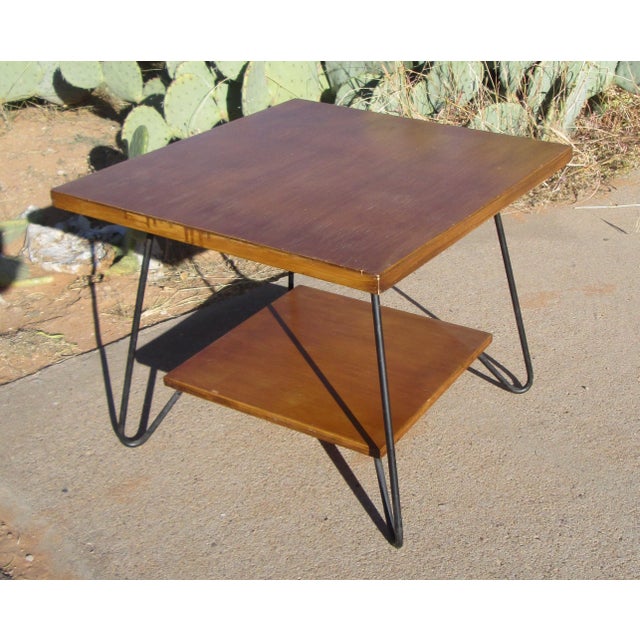 Wood Mid 20th Century Mid Century Modern Wooden Table With Hairpin Legs For Sale - Image 7 of 12