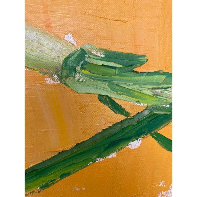 Goldenrod 1960s Vintage Still Life Onions Oil Painting Signed For Sale - Image 8 of 13