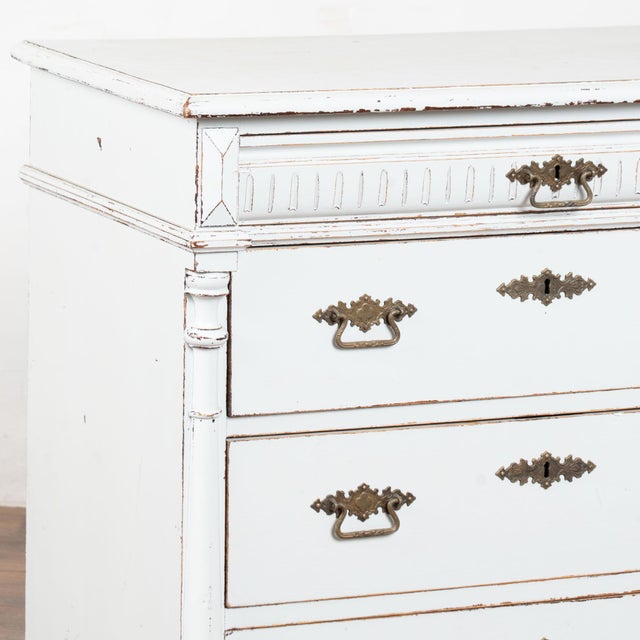 19th Century Swedish Pine White Chest of Four Drawers For Sale - Image 9 of 14