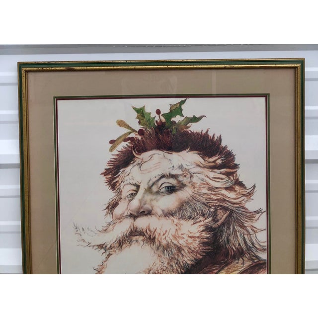 Traditional Vintage 1991 "Saint Nicholas" Ramon Santiago Hand Signed Framed Christmas Art Print For Sale - Image 3 of 13