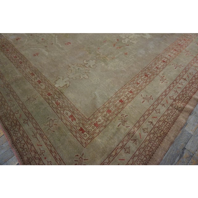 Art Deco Early 20th Century Turkish Oushak Carpet ( 10'10" x 11' 330 x 335 ) For Sale - Image 3 of 9