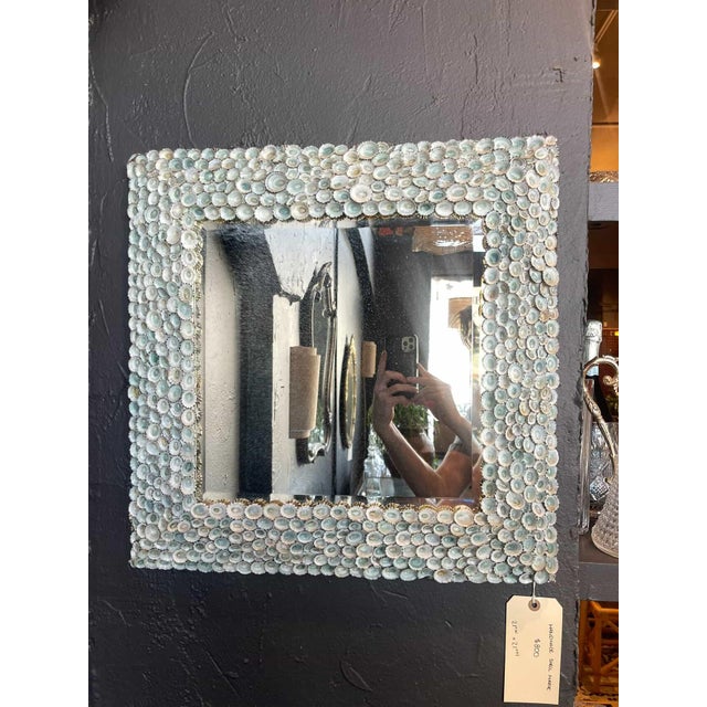 Handmade Cats Eye Shell Mirror For Sale - Image 4 of 4