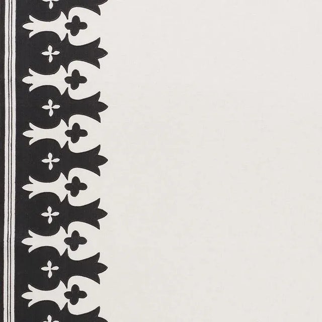 Schumacher Bergama Fabric in Carbon & Ivory For Sale