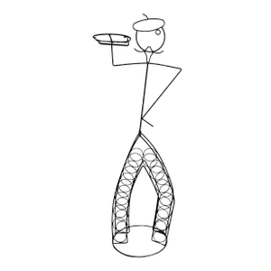 Vintage John Risley- Style Frenchman Figure Wire Wine Rack