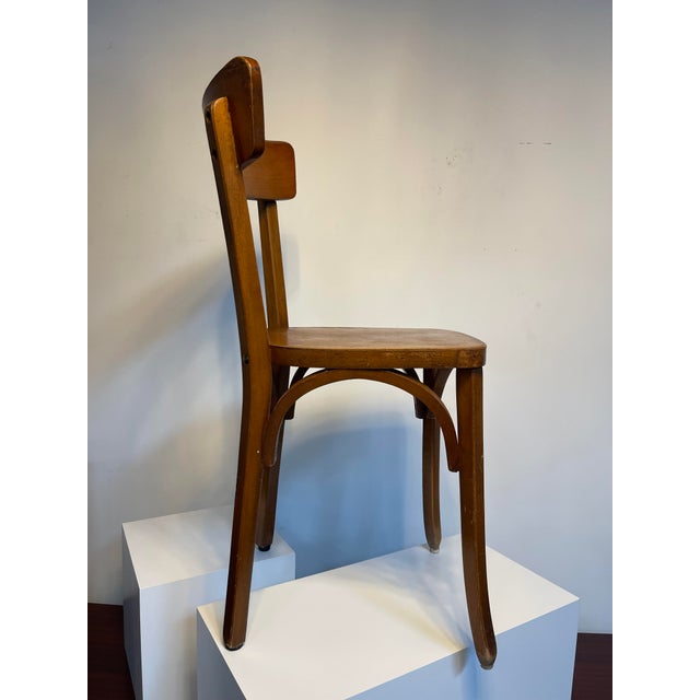 Tan French Wooden Bistro Chairs from Baumann, 1960, Set of 12 For Sale - Image 8 of 13