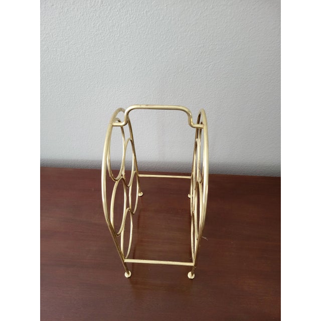 Mid 20th Century Vintage Golden Brass Wine Rack For Sale - Image 5 of 7