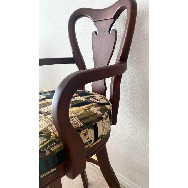 Cherry Wood Custom Swivel Bar Stool Ethan Allen Style Vintage "Mint" Condition. For Sale - Image 11 of 12