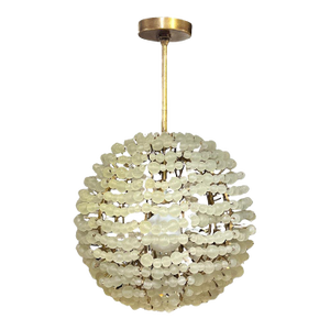 Mid-Century Modern Style Spherical Glass Bead and Brass Chandelier