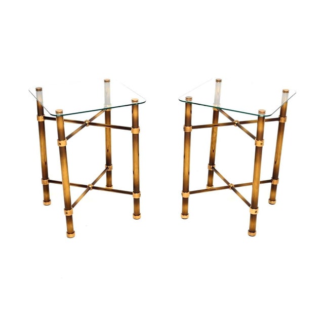 Vintage French Brass and Glass Side Tables, 1970s, Set of 2 For Sale - Image 11 of 11